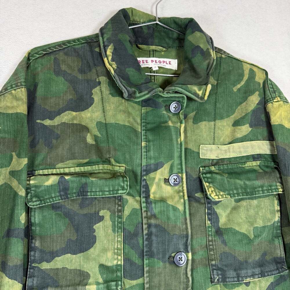 Free People Jacket Size M Seize The Day Military Utility Field Camo Green - Picture 10 of 10